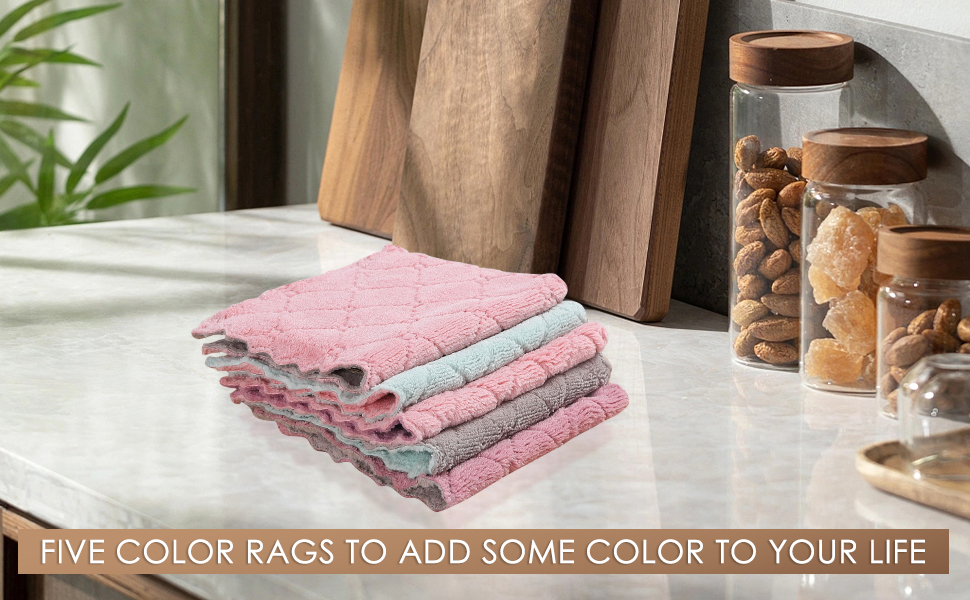 20 Pack Kitchen Dish Cloths Dish Towels,Super Absorbent Coral Fleece Cloth,Premium Cleaning Cloth,Nonstick Oil Washable Fast Drying Dish Rags for Clean Table,Dish,Glass（5Colors 6