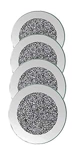 GIMORRTO Glass Mirrored Coaster 4 PC, Crushed Diamond Round 4