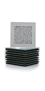 GIMORRTO Glass Mirrored Coaster 4 PC, Crushed Diamond Round 4