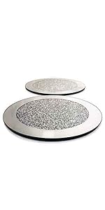 GIMORRTO Glass Mirrored Coaster 4 PC, Crushed Diamond Round 4