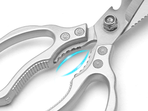 CGBE Kitchen Scissors, Multi-Purpose Kitchen Shears, Heavy Duty Dishwasher Safe Food Scissors for Chicken, Poultry, Fish, Meat & Herbs with Non-Slip Grips - Sliver