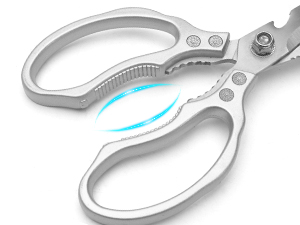 CGBE Kitchen Scissors, Multi-Purpose Kitchen Shears, Heavy Duty Dishwasher Safe Food Scissors for Chicken, Poultry, Fish, Meat & Herbs with Non-Slip Grips - Sliver