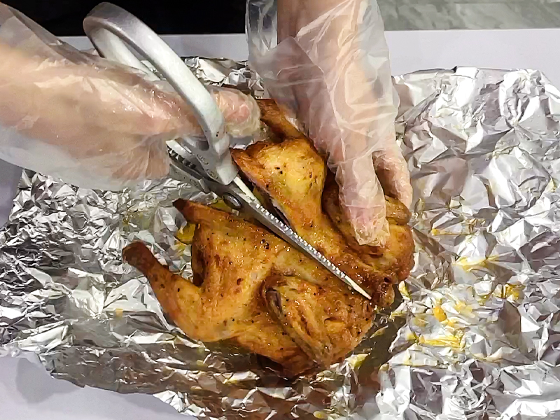 CGBE Kitchen Scissors, Multi-Purpose Kitchen Shears, Heavy Duty Dishwasher Safe Food Scissors for Chicken, Poultry, Fish, Meat & Herbs with Non-Slip Grips - Sliver