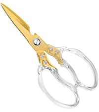 CGBE Kitchen Scissors, Multi-Purpose Kitchen Shears, Heavy Duty Dishwasher Safe Food Scissors for Chicken, Poultry, Fish, Meat & Herbs with Non-Slip Grips - Sliver