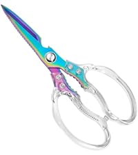 CGBE Kitchen Scissors, Multi-Purpose Kitchen Shears, Heavy Duty Dishwasher Safe Food Scissors for Chicken, Poultry, Fish, Meat & Herbs with Non-Slip Grips - Sliver