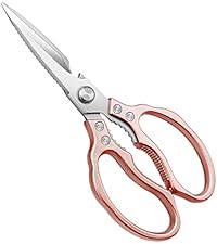 CGBE Kitchen Scissors, Multi-Purpose Kitchen Shears, Heavy Duty Dishwasher Safe Food Scissors for Chicken, Poultry, Fish, Meat & Herbs with Non-Slip Grips - Sliver