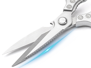 CGBE Kitchen Scissors, Multi-Purpose Kitchen Shears, Heavy Duty Dishwasher Safe Food Scissors for Chicken, Poultry, Fish, Meat & Herbs with Non-Slip Grips - Sliver