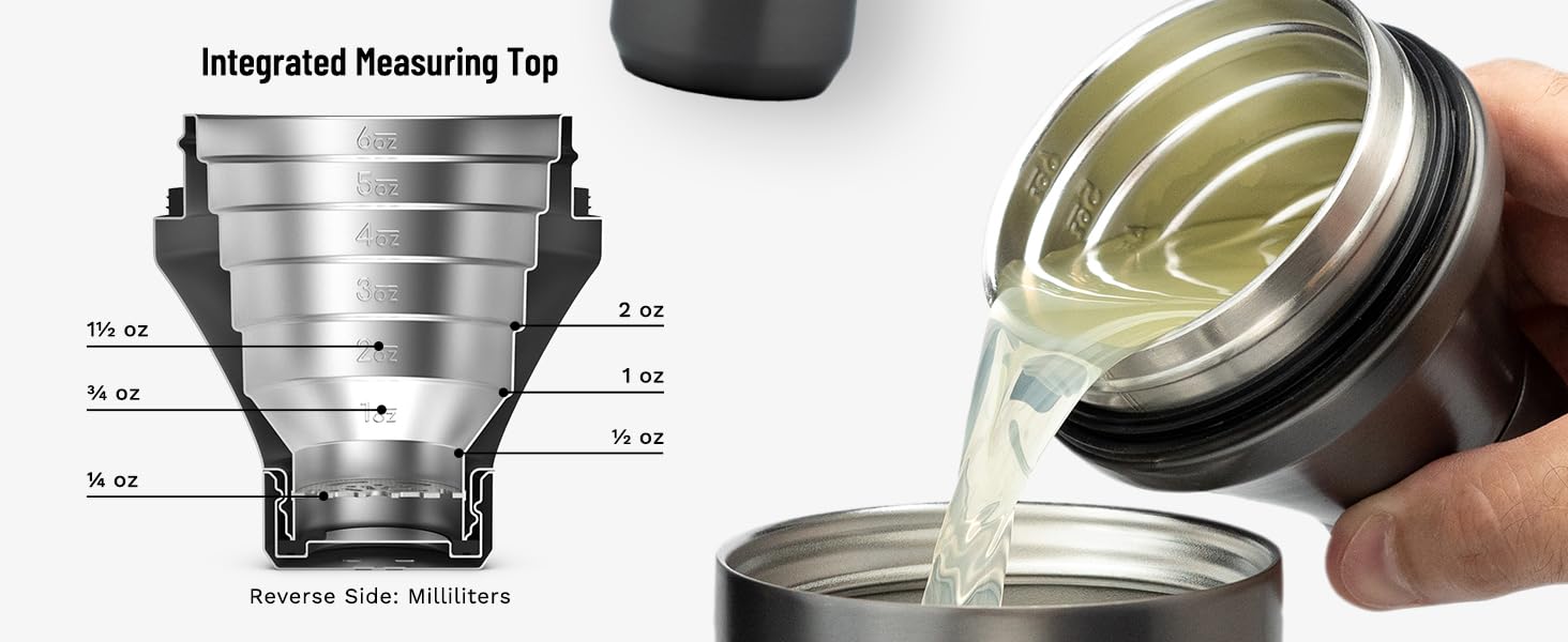 Elevated Craft Hybrid Cocktail Shaker - Premium Vacuum Insulated Stainless Steel Gunmetal Cocktail Shaker - Innovative Measuring System - Martini Shaker for the Home Bartender - 28oz Total Volume