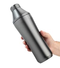Elevated Craft Hybrid Cocktail Shaker - Premium Vacuum Insulated Stainless Steel Gunmetal Cocktail Shaker - Innovative Measuring System - Martini Shaker for the Home Bartender - 28oz Total Volume