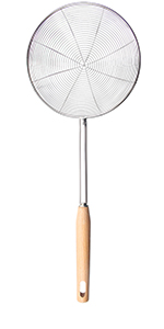 IQCWOOD Spider Strainer Skimmer with Wood Handle - 5.5 Inch Fryer Scoop for Cooking and Frying, Kitchen Utensils Pasta Strainer Spoon