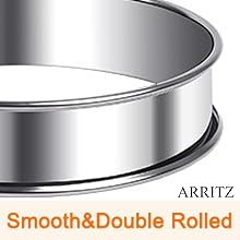 4inch English Muffin Rings, 6pcs Double Rolled Stainless Steel Crumpet Tart Rings for Baking