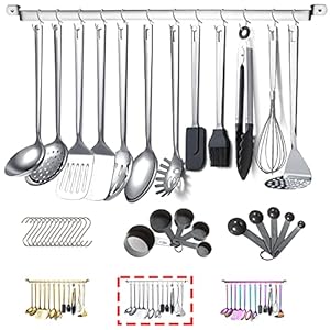 Stainless Steel Cooking Utensils Set,Kyraton 37 Pieces Kitchen Utensils Set, Kitchen Tool Gadgets Set with Utensil Holder Non-Stick and Heat Resistant Dishwasher Safe
