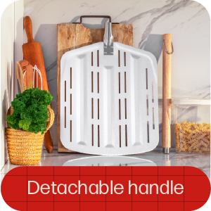 Hans Grill Pizza Peel PRO | Made for XL Pizza 12 inch + | Professional Restaurant Grade Perforated Metal Non-Stick Paddle for launching, turning and retrieving pizzas