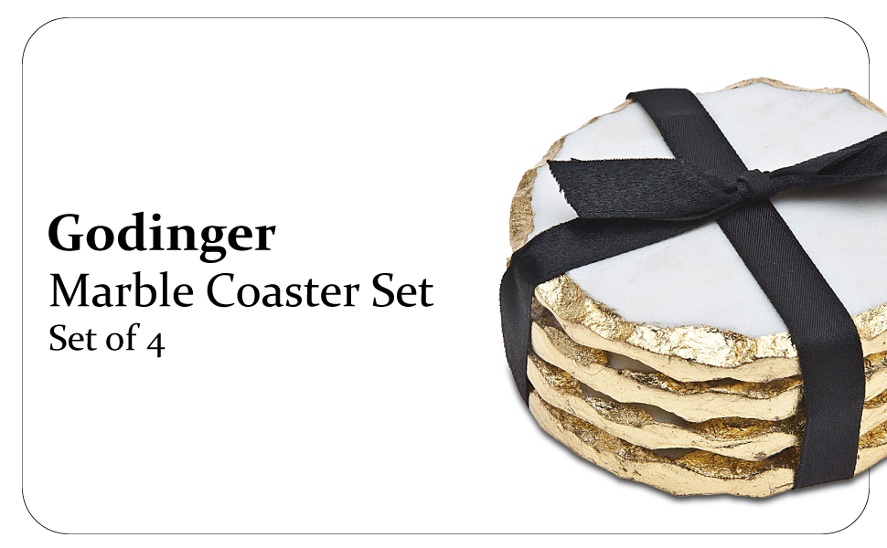 Godinger Coasters for Drink Spill Tabletop Protector with Silver Edge