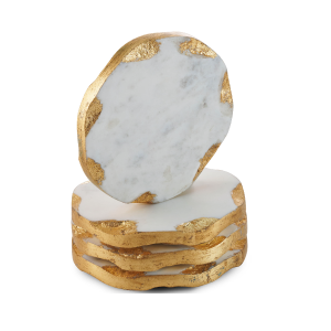 Godinger Coasters for Drink Spill Tabletop Protector with Silver Edge