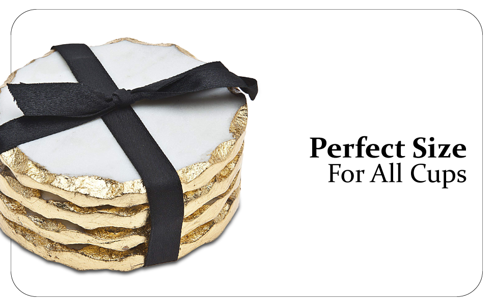 Godinger Coasters for Drink Spill Tabletop Protector with Silver Edge