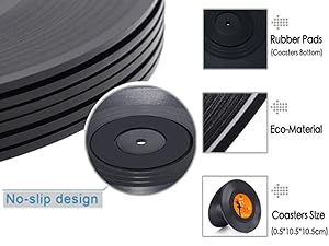 Valdivia Funny Retro Vinyl Record Coasters with Player, 6 Pcs Music Coasters for Drinks, Bars, Party, Birthday Gifts for Music Lovers, Home Decor Housewarming and White Elephant Gifts Ideas