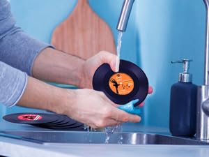 Valdivia Funny Retro Vinyl Record Coasters with Player, 6 Pcs Music Coasters for Drinks, Bars, Party, Birthday Gifts for Music Lovers, Home Decor Housewarming and White Elephant Gifts Ideas