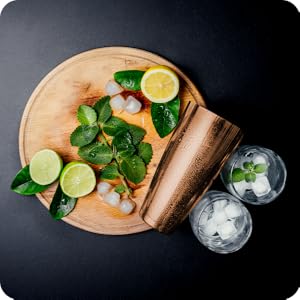 Highball & Chaser Bartender Kit with Black Bamboo Stand Beautiful Cocktail Shaker Set and Bar Tools Stainless Steel Boston Shaker Bartender Kit with Stand (Antique Gold)