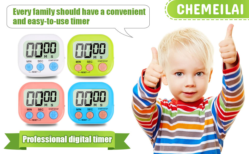 4-Piece Multi-Function Electronic Timer, Learning Management, Suitable for Kitchen, Study, Work, Exercise Training, Outdoor Activities(not Including Battery).