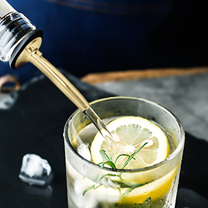 WAFJAMF 24 Pcs Stainless Steel Liquor Pour Spouts Set, Liquor Bottle Pourers with Rubber Dust Caps for Pours Liquid, Olive Oil, Wine, Vinegar (Gold-24 Pack)