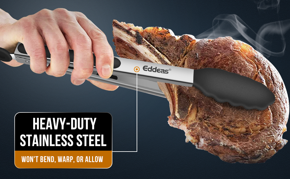 Kitchen Tongs with Silicone Tips, Tongs for Cooking Heat Resistant 600 Degrees Stainless Steel Locking Tong - 7