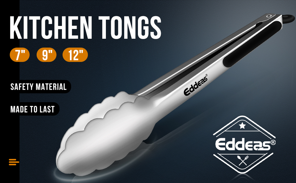 Tongs For Cooking - Heat Resistant 600 Degrees Stainless Steel Kitchen Tong,Heavy Duty Metal Locking Tongs - Perfect for Food,Salad and BBQ set of 3 (7