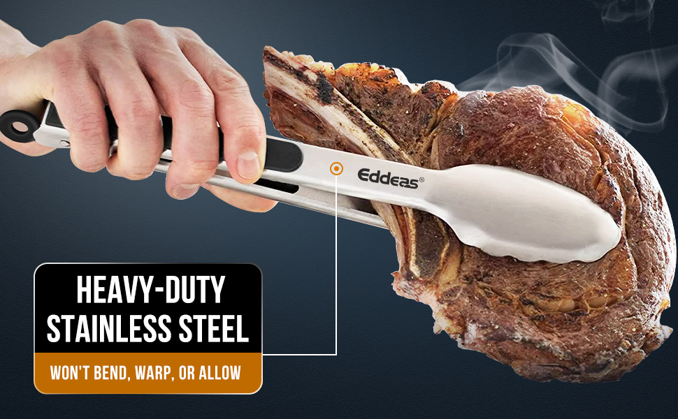 Tongs For Cooking - Heat Resistant 600 Degrees Stainless Steel Kitchen Tong,Heavy Duty Metal Locking Tongs - Perfect for Food,Salad and BBQ set of 3 (7