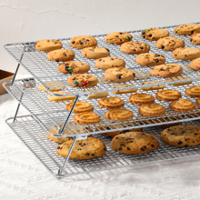 HIWARE Oven-Salf Collapsible Cooling Rack for Baking, 3 Tier 12”x 16.5”, Stainless Steel and Fit Half Sheet, Stackable Wire Cooling Racks for Cookie, Pizza, Cake