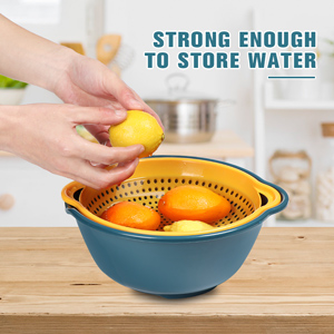 6 Pieces Colander with bowl, Food Strainer for Pasta Veggies and Fruits, BPA Free, Dishwasher Safe (blue)