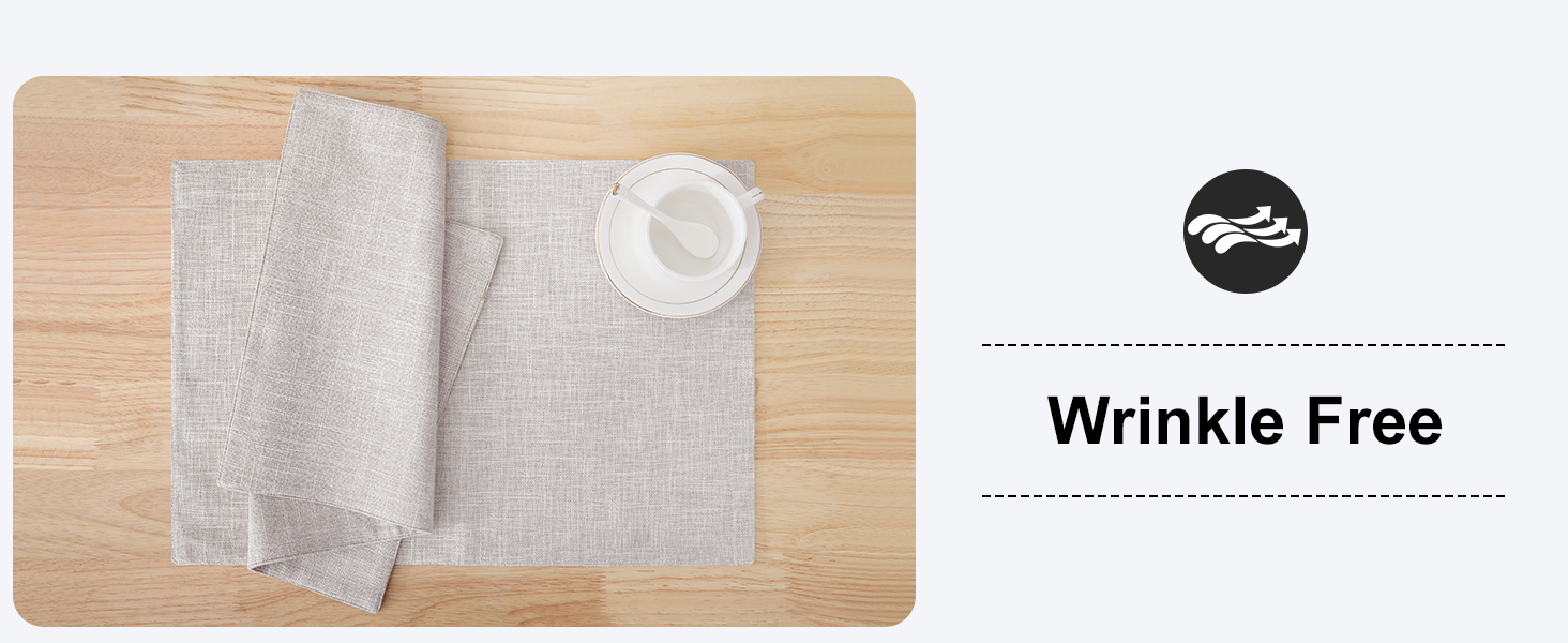 homing Cotton Linen Placemats Set of 6, Cloth Washable Farmhouse Dining Table Mats for Indoor, Outdoor, Easter, Easy to Clean, Neutral Beige, 13 x 19 Inch