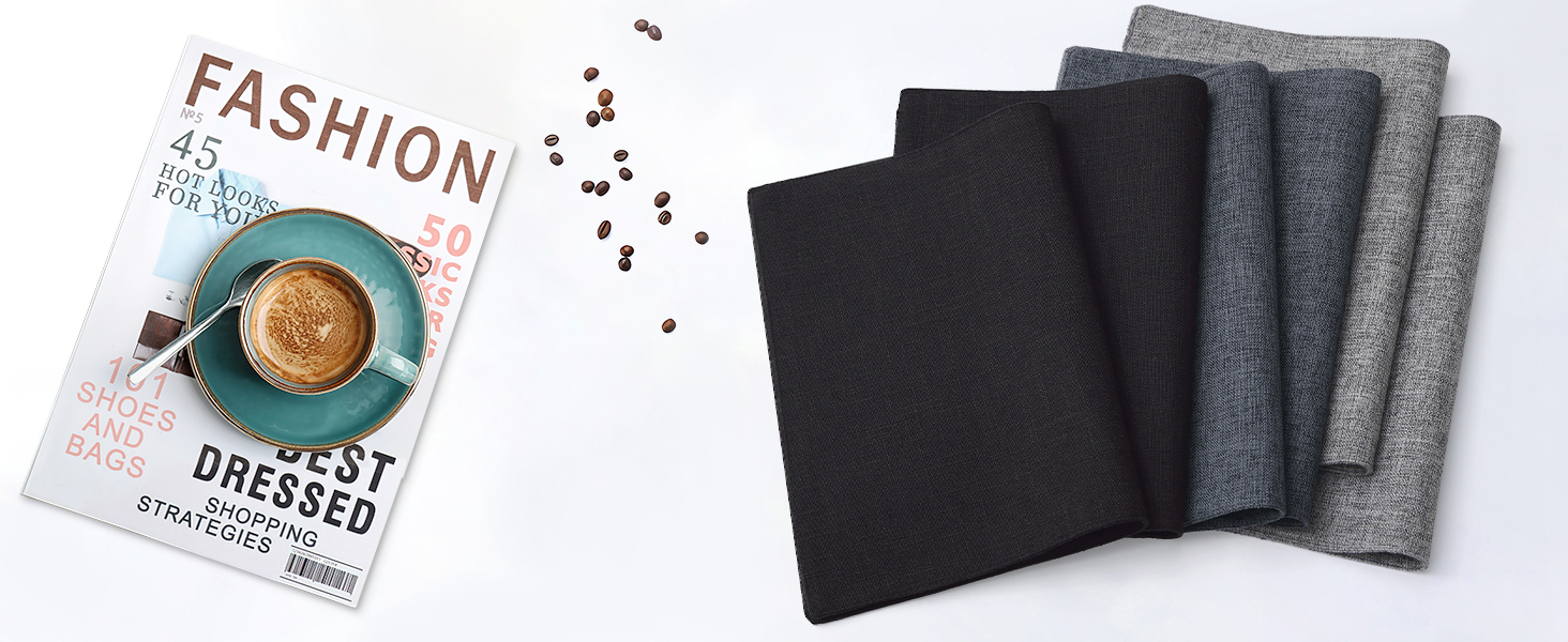 homing Cotton Linen Placemats Set of 6, Cloth Washable Farmhouse Dining Table Mats for Indoor, Outdoor, Easter, Easy to Clean, Neutral Beige, 13 x 19 Inch