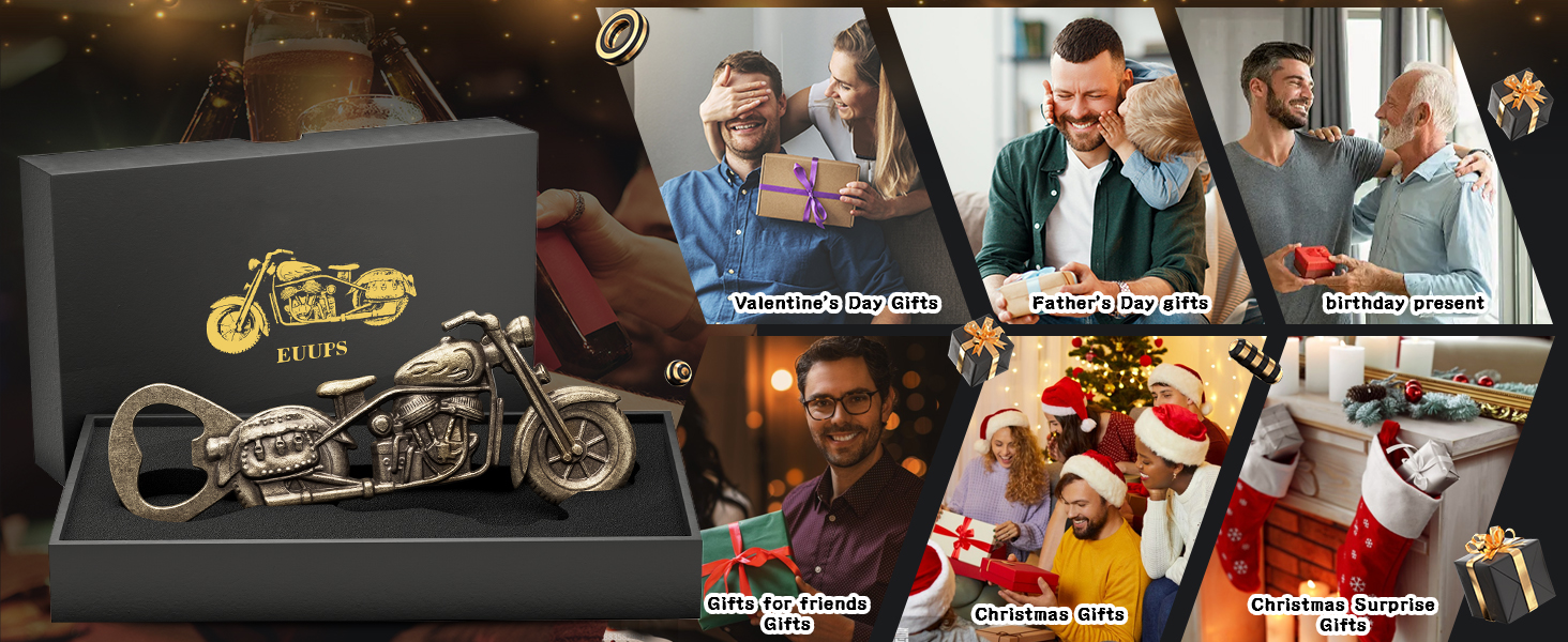 Unique Motorcycle Beer Gifts for Men Vintage Motorcycle Bottle Opener, Fathers Day Gift Birthday Christmas Gift for Him Dad Husband Grandpa Boyfriend