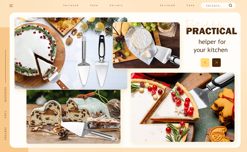 3 Pieces Pie Server Set Stainless Steel Pie Spatula Serrated with Comfortable Handle, Easy to Grip for Cutting and Serving Desserts Pizza and Cake