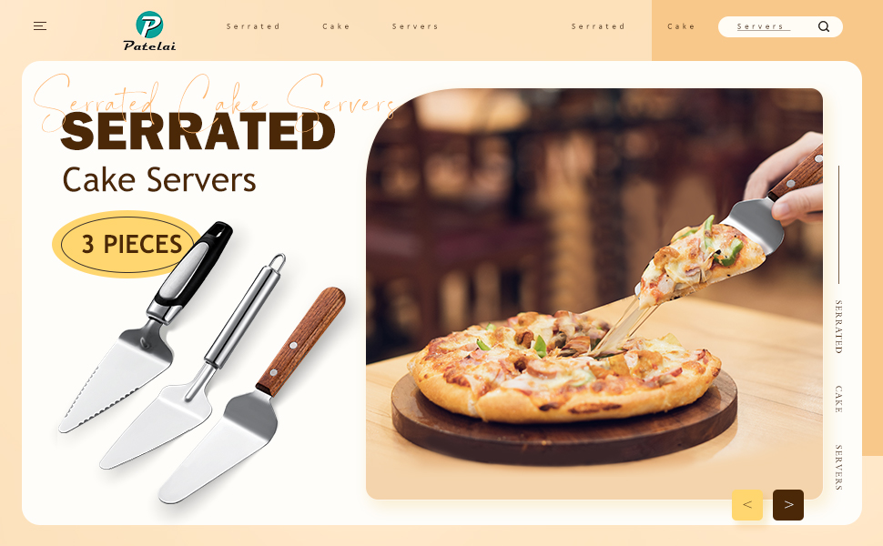 3 Pieces Pie Server Set Stainless Steel Pie Spatula Serrated with Comfortable Handle, Easy to Grip for Cutting and Serving Desserts Pizza and Cake