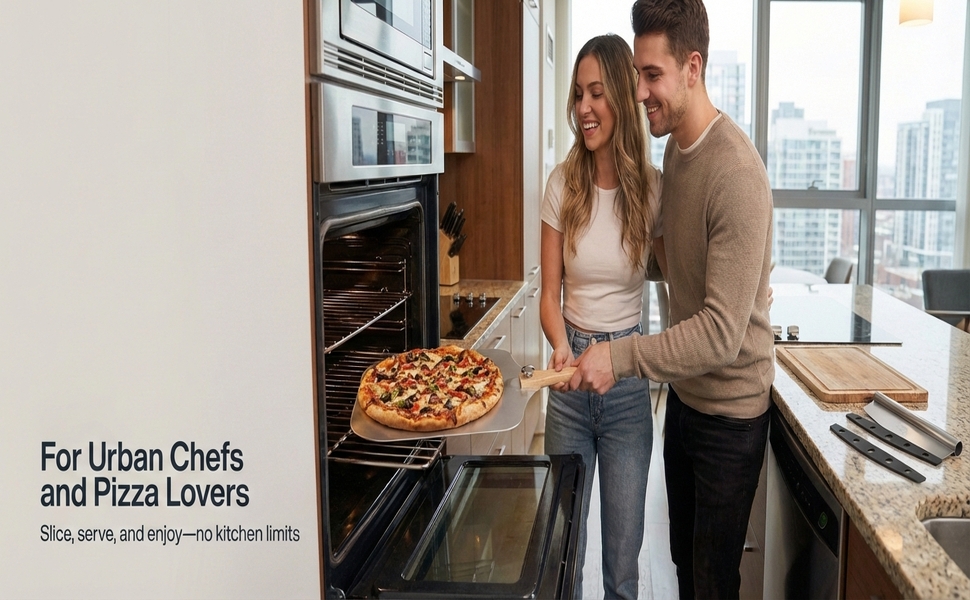 Large Pizza Peel 16 inch - Extra Large Metal Pizza Peel with 14 inch Stainless Steel Pizza Cutter Rocker, Pizza Paddle with Folding Handle (13