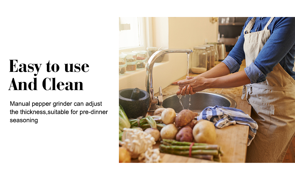 Salt and Pepper Grinder Set,Stainless Steel Manual Salt and Pepper Mill,Adjustable Thickness,Suitable For Kitchen,Barbecue,Picnic,2 Packs