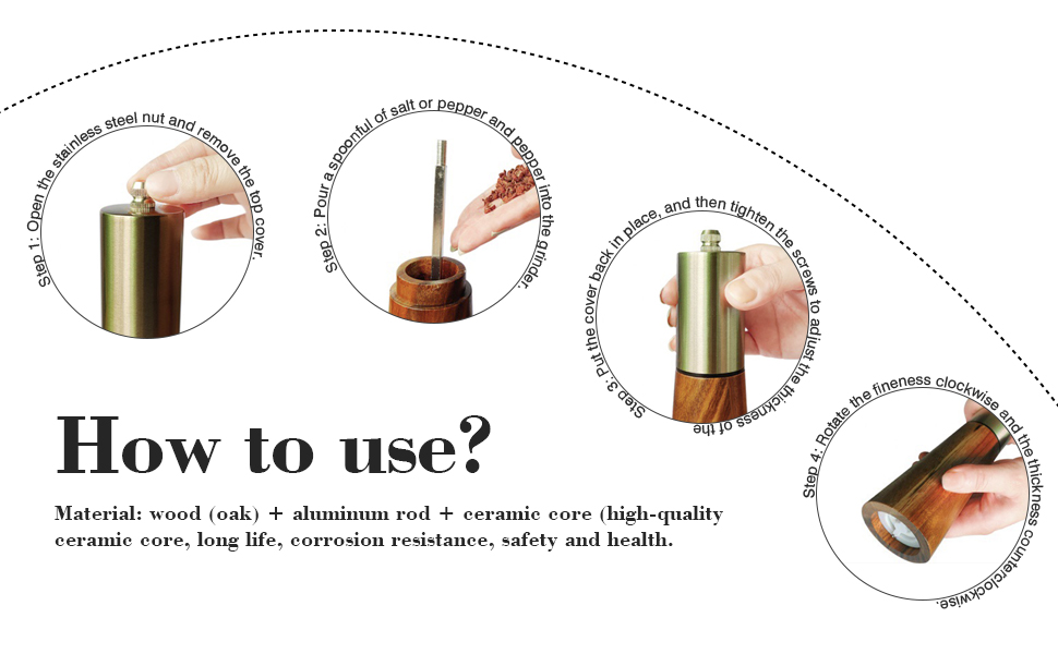 Salt and Pepper Grinder Set,Stainless Steel Manual Salt and Pepper Mill,Adjustable Thickness,Suitable For Kitchen,Barbecue,Picnic,2 Packs