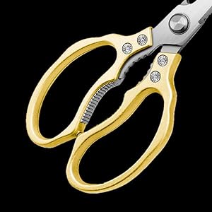 AWinjoy Kitchen Scissors, Heavy Duty Sharp Shears Dishwasher Safe, Kitchen Accessories Cooking Shears for Meat Chicken Fish Poultry Herb Bread (gold)