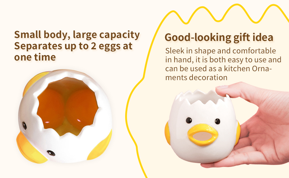 LuoCoCo Cute Egg Separator, Ceramics Vomiting Chicken Egg Yolk White Separator, Practical Household Small Egg Filter Splitter, Kitchen Gadget Baking Assistant Tool, Dishwasher Safe (Yellow)