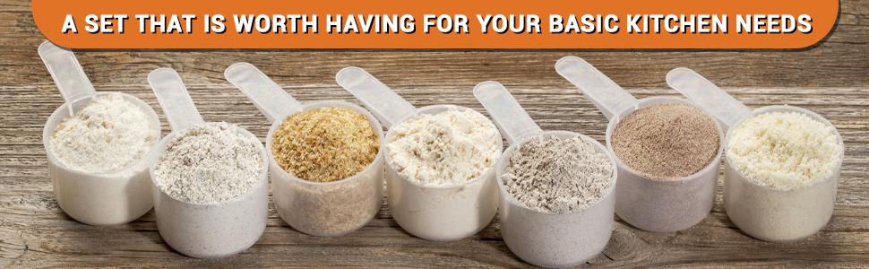 Plastic Measuring Scoop, (29.6 cc | 2 tablespoon | 1/8 Cup | 29.6 mL) Long Handle Spoons for Powders, Granules, Coffee, Pet Food, Baking Supplies, Protein and Other Dry Goods, BPA Free (Set of 3)