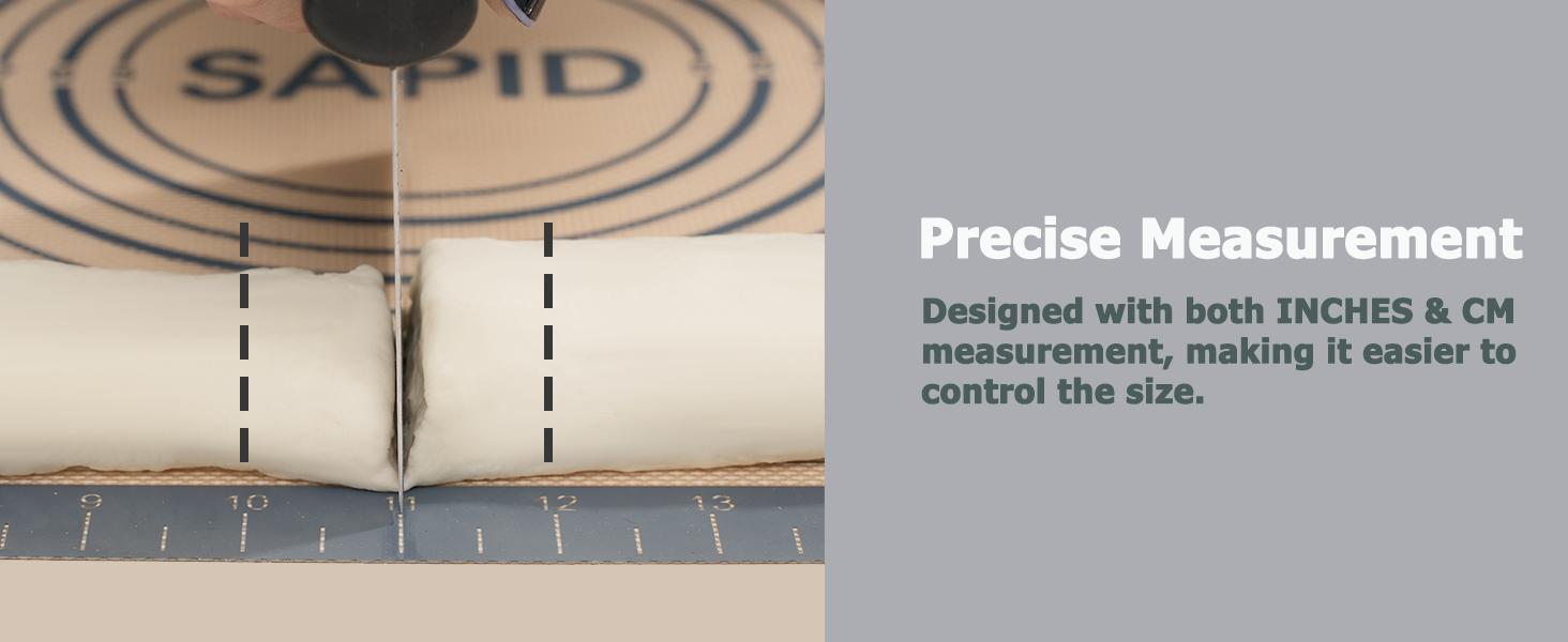 Sapid Extra Thick Silicone Pastry Mat Non-slip with Measurements for Non-stick Silicone Baking Mat Extra Large, Dough Rolling, Pie Crust, Kneading Mats, Countertop, Placement Mats (24