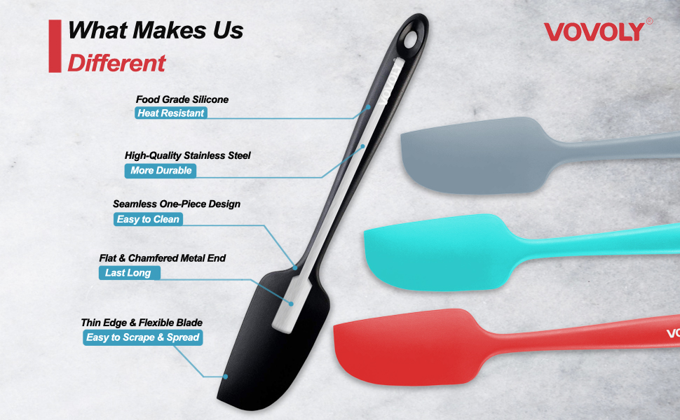 Mini Silicone Spatula - BPA Free Pro-Grade 600ºF Heat-Resistant Non-Stick Small Rubber Jar Spatula - Silicone Kitchen Scraper Utensil Tool for Cooking and Baking, 8.8 IN