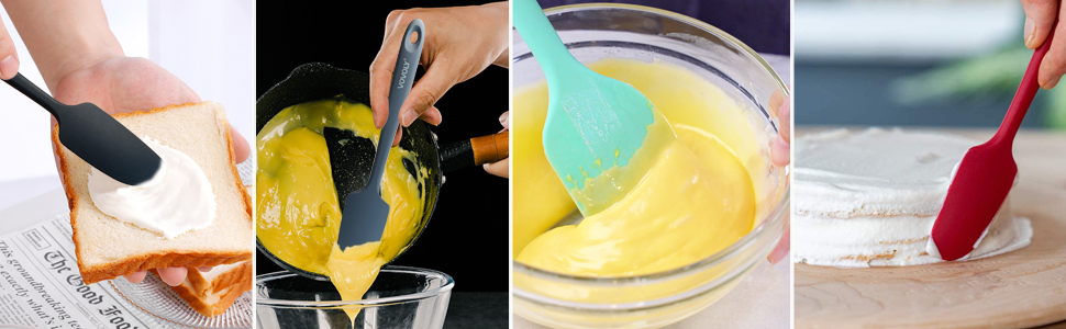 Mini Silicone Spatula - BPA Free Pro-Grade 600ºF Heat-Resistant Non-Stick Small Rubber Jar Spatula - Silicone Kitchen Scraper Utensil Tool for Cooking and Baking, 8.8 IN