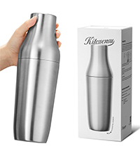 Cocktail Shaker, KITESSENSU 24oz Drink Shaker with Bartender Strainer, Measuring Jigger, Bar Mixing Spoon, Cocktail Recipe Guide, Professional Drink Mixer Set for Beginners, Silver