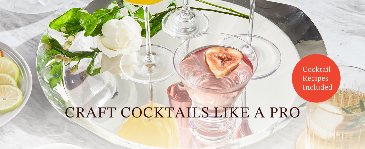 Cocktail Shaker, KITESSENSU 24oz Drink Shaker with Bartender Strainer, Measuring Jigger, Bar Mixing Spoon, Cocktail Recipe Guide, Professional Drink Mixer Set for Beginners, Silver