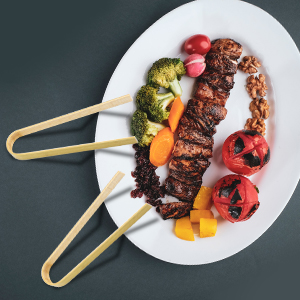 Luter 20pcs Wooden Disposable Cooking Utensils Mini Wooden Tongs Natural Toast Tongs for Charcuterie Cooking