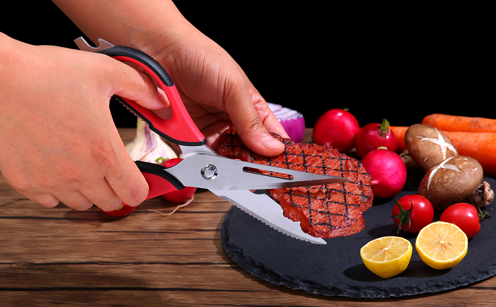 Kitchen Scissors for Food Heavy Duty, All Purpose Kitchen Shears that Come Apart Dishwasher Safe, Sharp Stainless Steel Cooking Scissors for Meat, Poultry, Fish (Grey)