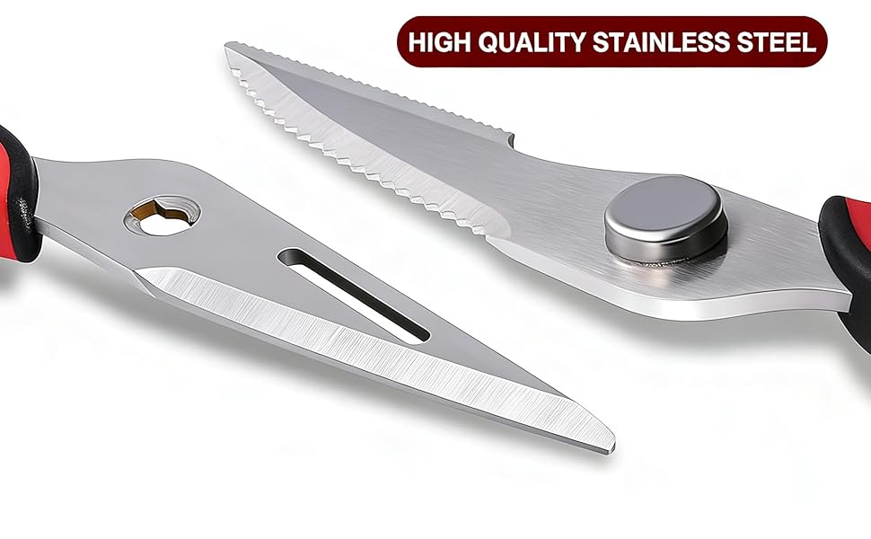 Kitchen Scissors for Food Heavy Duty, All Purpose Kitchen Shears that Come Apart Dishwasher Safe, Sharp Stainless Steel Cooking Scissors for Meat, Poultry, Fish (Grey)