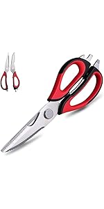 Kitchen Scissors for Food Heavy Duty, All Purpose Kitchen Shears that Come Apart Dishwasher Safe, Sharp Stainless Steel Cooking Scissors for Meat, Poultry, Fish (Grey)